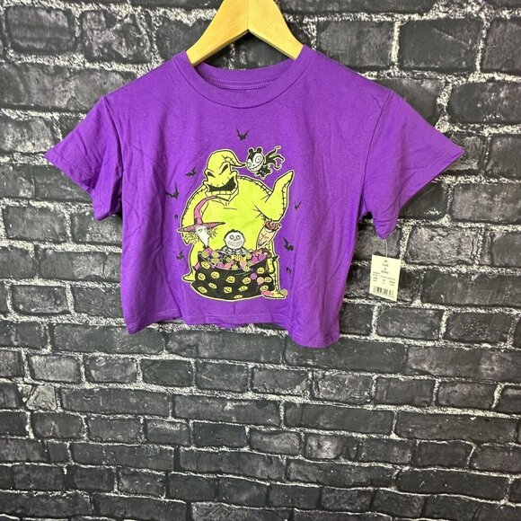 The Nightmare Before Christmas Small 6-6X Girls Cropped Halloween T-Shirt - Picture 1 of 6